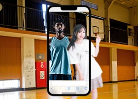 ライブやスポーツのイベントでの記念撮影の様子