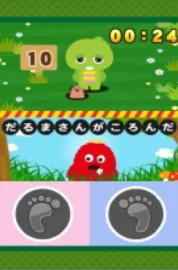 キャラクターと遊ぶミニゲームアプリの画面