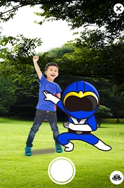 ARでキャラクターと記念撮影する画面